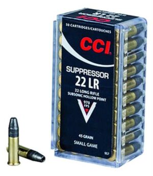 CCI 22LR Suppressor 22 LR 45gr, Lead Hollow Point, 50rd Box