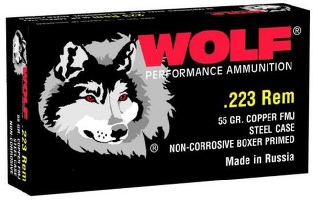 Wolf .223 Rem 55Gr, Bimetal Jacket, Steel Case, 500Rd/Box