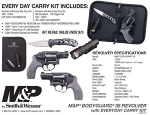 Smith & Wesson M&P Bodyguard Everyday Carry Kit 38 Special+P, 1.9" Barrel, Crimson Trace, 5rd