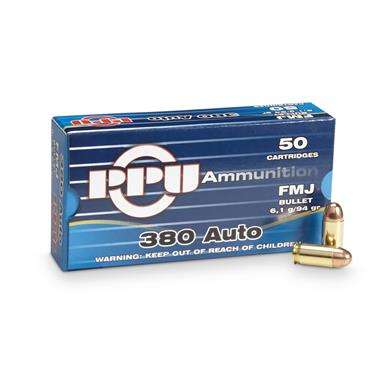 Ppu .380 Acp, Fmj, 94 Grain, 50 Rounds 222428 Ts 1