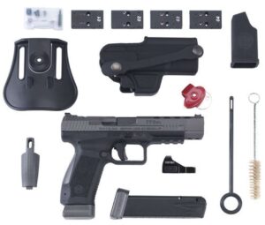 Century CANIK TP9SFx 9MM, 5.2" Match Grade Barrel Tungsten Gray, Two 20rd Mags, Holster, Vortex Red Dot Sight