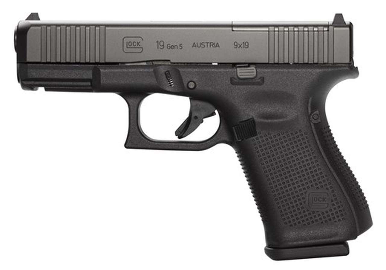 Glock G19 Gen 5 Mos Compact 9Mm, 4&Quot; Barrel, Fixed Sights, Front Serrations, Ambi Slide Stop, 3X15Rd Mags A 1