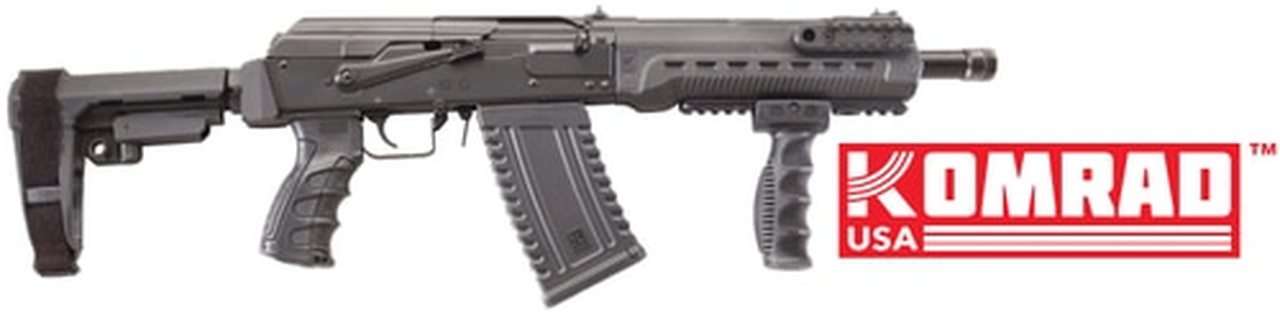 Kalashnikov Komard Ak-Pattern, 12 Ga 3&Quot;, 12.5&Quot; Barrel, Oal 31.5&Quot;, Black, Sba3 Brace, Caa Pistol And Forward Grip, 5Rd Mags